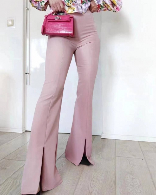 Дамски панталон с цепки 5691 розов