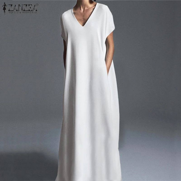 Дамска MAXI дълга рокля 21476 бял