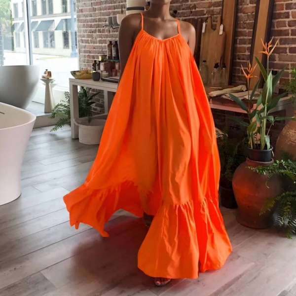 Дамска Maxi рокля 21481 оранжев