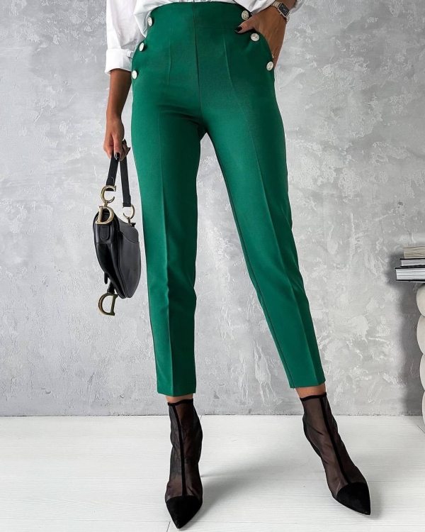 Дамски панталон с акцент 5949 зелен