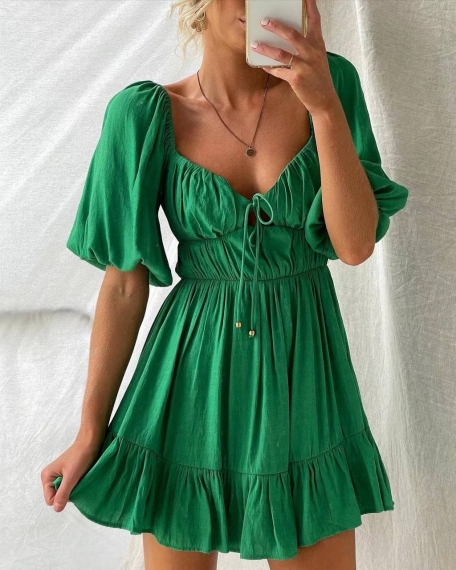 Дамска разкроена рокля 6355 зелен