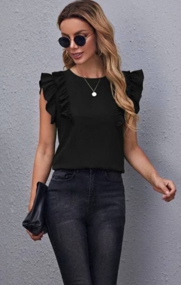Дамска блуза с ефектни ръкави 4127 черен