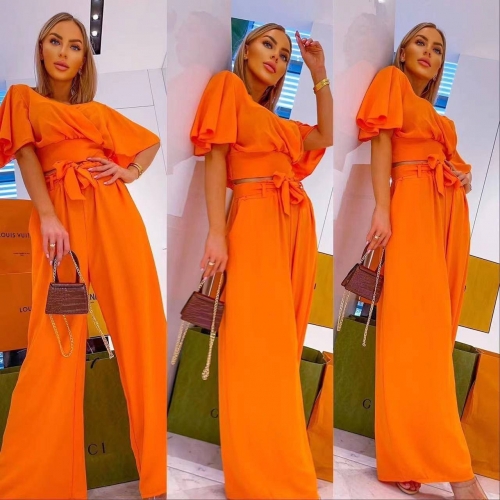 Дамски комплект блуза и панталон 4170 оранжев