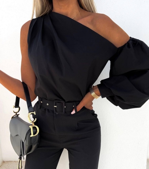 Дамска ефектна блуза 6441 черен