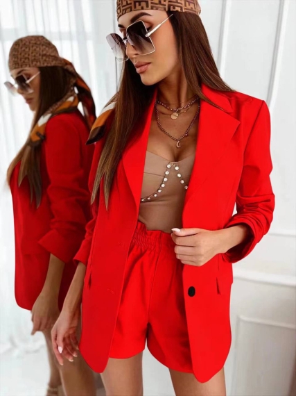 Дамски комплект сако и панталон 6468 червен