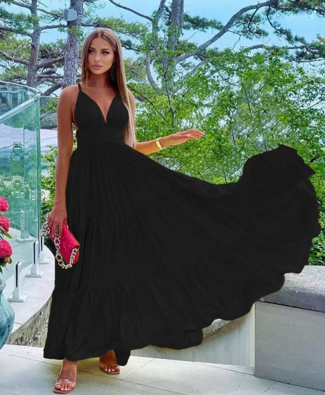 Дамска дълга рокля 8487 черен