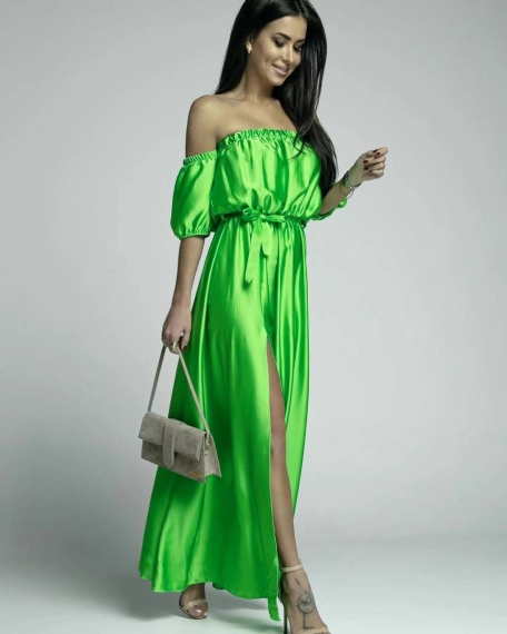 Дамска рокля с голи рамене 8510 зелен