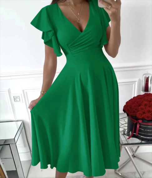 Дамска рокля с дължина под коляното 6662 зелен