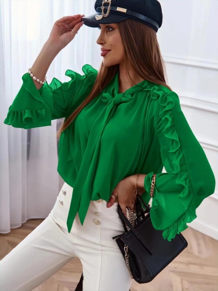 Дамска ефектна блуза 6732 зелен