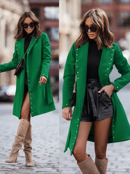 Дамско атрактивно палто 6857 зелен