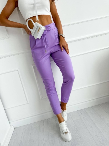 Pantaloni largi de dama cu sireturi A0856 violet