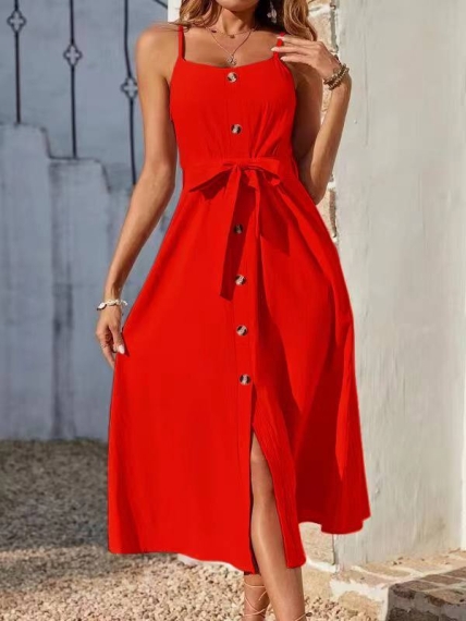 Дамска рокля с дължина под коляното X6505 червен