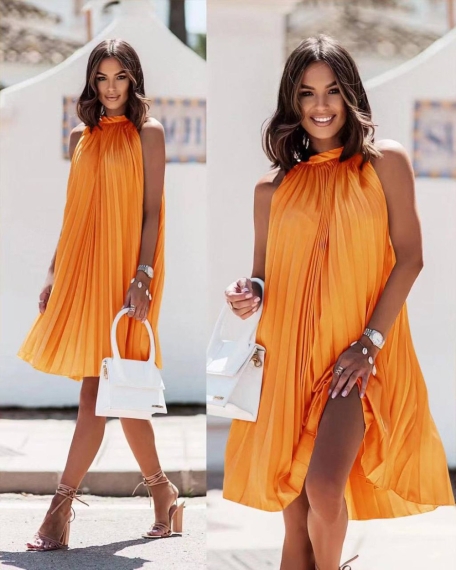 Дамска елегантна Солей рокля X6530 оранжев