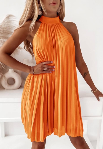 Дамска свободна рокля Солей A1072 оранжев