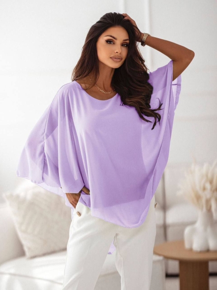 Дамска ефирна блуза X1235 светло лилав
