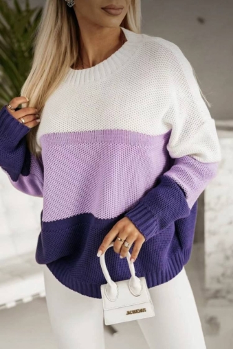 Дамски пуловер в три цвята K83116 лилав