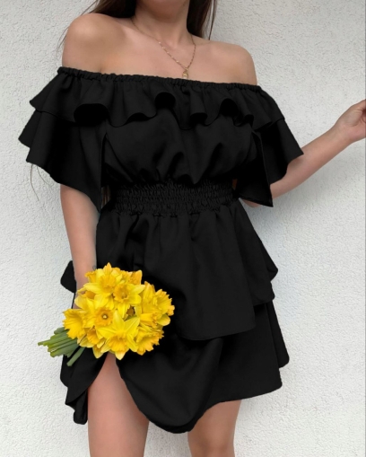 Rochie scurtă de damă K8773 negru