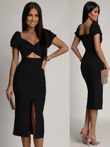 Rochie de damă cu croiala spectaculoasă K8774 negru