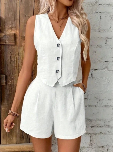 set pantaloni scurti dama cu in camasa 2510 negru