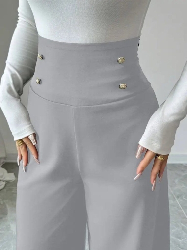 pantaloni de damă din piele ecologică cu talie înaltă J46132