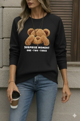 дамска блуза с мече j64037 черен