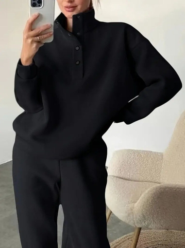 дамски компект поло яка с копчета  J55236 черен