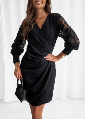 дамска рокля с дантела и шарки  J61975