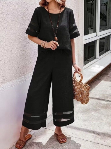 дамски компект с кръгло деклоте и тюл  J87241 черен