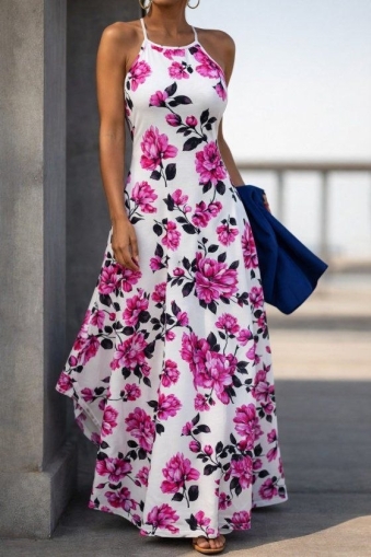 дамска рокля   и шарки J65062 червен