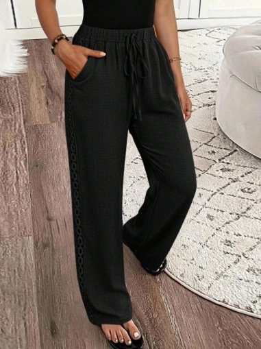 pantaloni de damă din piele ecologică cu talie înaltă J46132