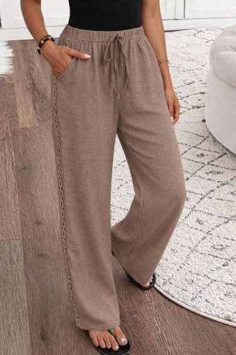 pantaloni de damă din piele ecologică cu talie înaltă J46132