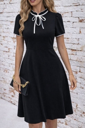 дамска рокля с връзки   J62423 черен
