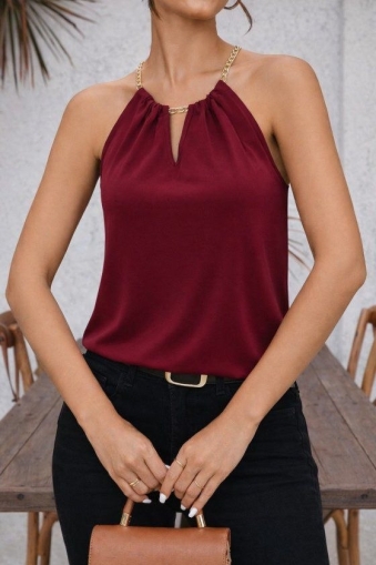 дамска блуза с  верижка  J87275 бордо