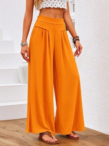 pantaloni de damă din piele ecologică cu talie înaltă J46132