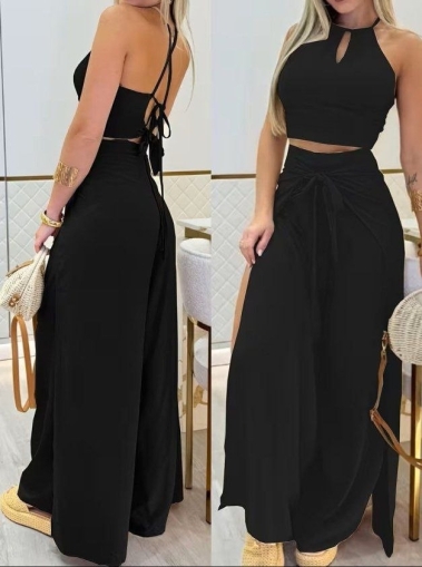 set pantaloni scurti dama cu in camasa 2510 negru