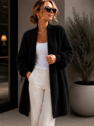 Cardigan de damă cu culori mixte și nasturi J63094 alb/roz