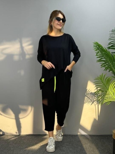 set pantaloni scurti dama cu in camasa 2510 negru
