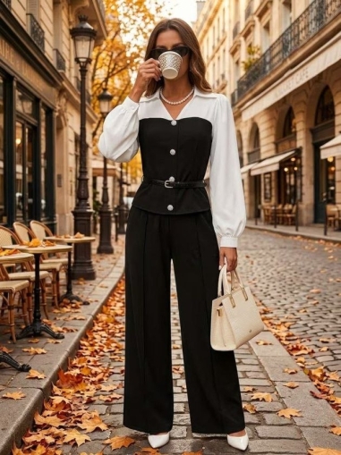 set pantaloni scurti dama cu in camasa 2510 negru