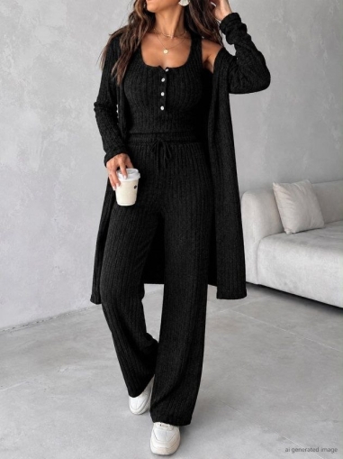 set pantaloni scurti dama cu in camasa 2510 negru
