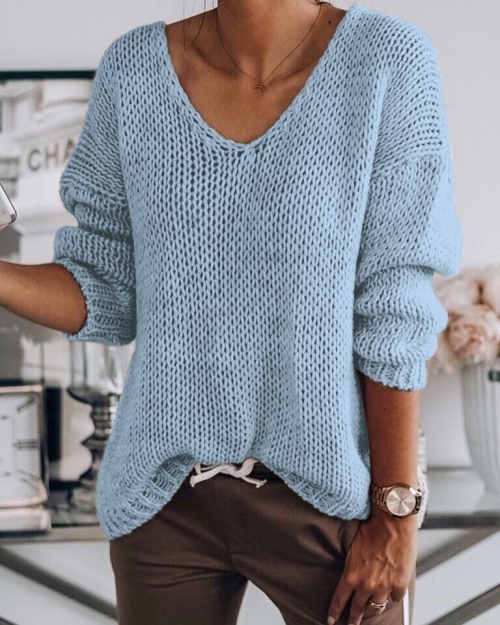 Дамски пуловер светло син 00888