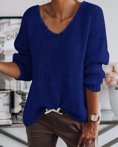 Дамски пуловер турско син 00888