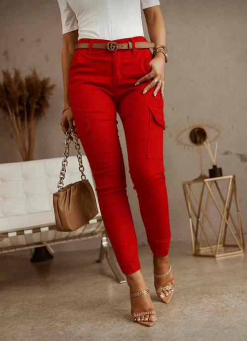 Дамски панталон с джобове 5599 червен