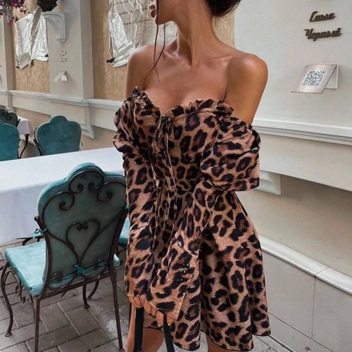 Дамска рокля с леопардов десен 21619