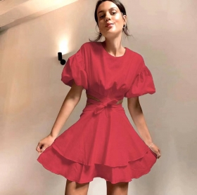 Дамска ефектна рокля 23285 червен