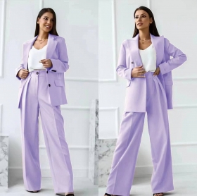 Дамски комплект сако и панталон 6356 светло лилав