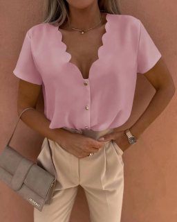 Дамска ефектна блуза с копчета 6372 розов