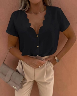 Дамска ефектна блуза с копчета 6372 черен