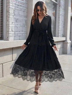 Дамска рокля с дантела 1348 черен