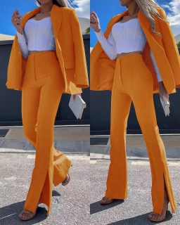 Дамски комплект сако и панталон 6429 оранжев
