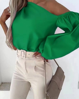 Дамска ефектна блуза 6441 зелен